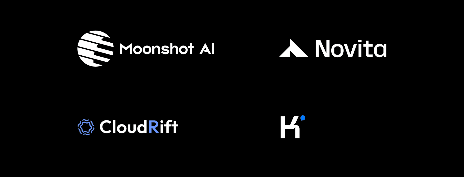 显示新增 Cloudrift、Moonshot AI 和 Novita AI 提供商的控制台